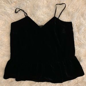 Jcrew black velvet peplum tank
